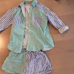 Cutest green and blue striped set